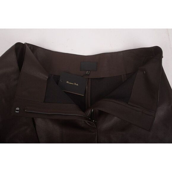 Massimo Dutti Womens Mini Skort Skirt Nappa Leather S Brown 5308/797 NWT - Picture 10 of 11